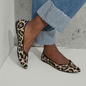 Rothy's Brown Leopard Print 100% Recycled Textile Slip On Pointed Toe Flats 9W